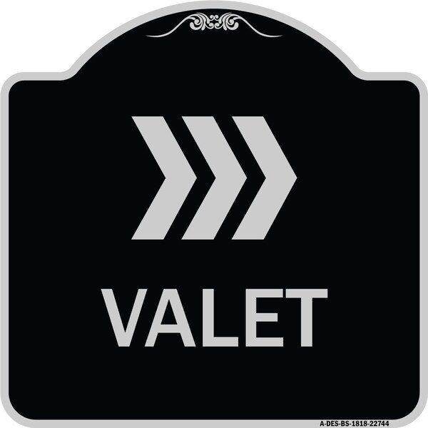 Valet Right Arrow Heavy-Gauge Aluminum Architectural Sign, 18" x 18", BS-1818-22744